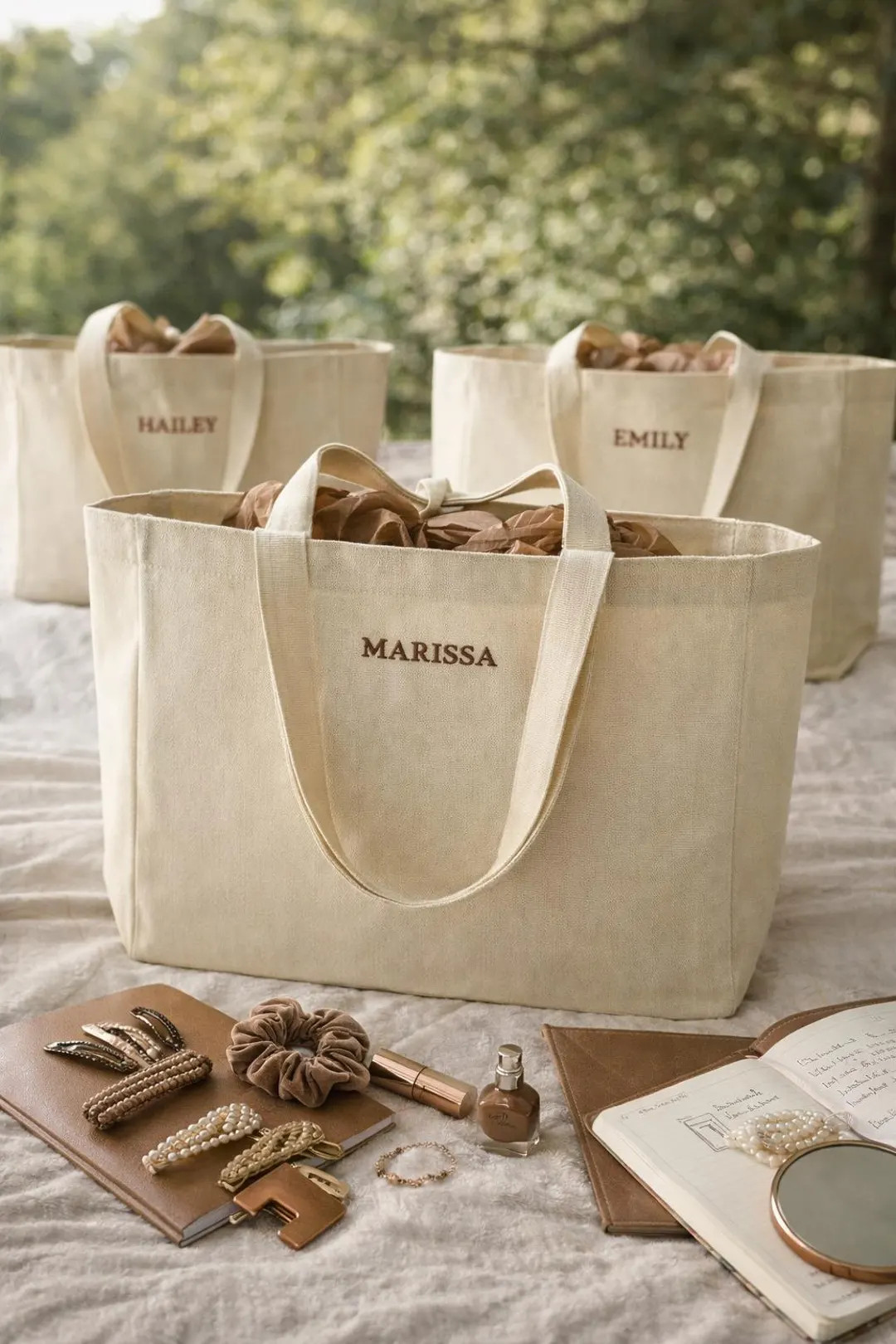 Personalized Embroidered Bridesmaid Tote Bag, Custom Name Canvas Tote, Wedding Weekend Bag, Brida... | Etsy (US)