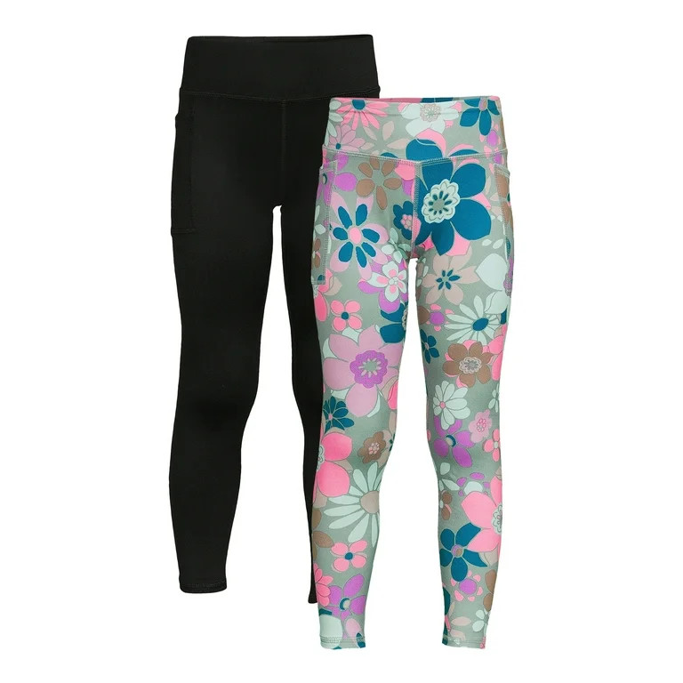 Athletic Works Girls’ Leggings, 2-Pack, Sizes 4-18 & Plus | Walmart (US)