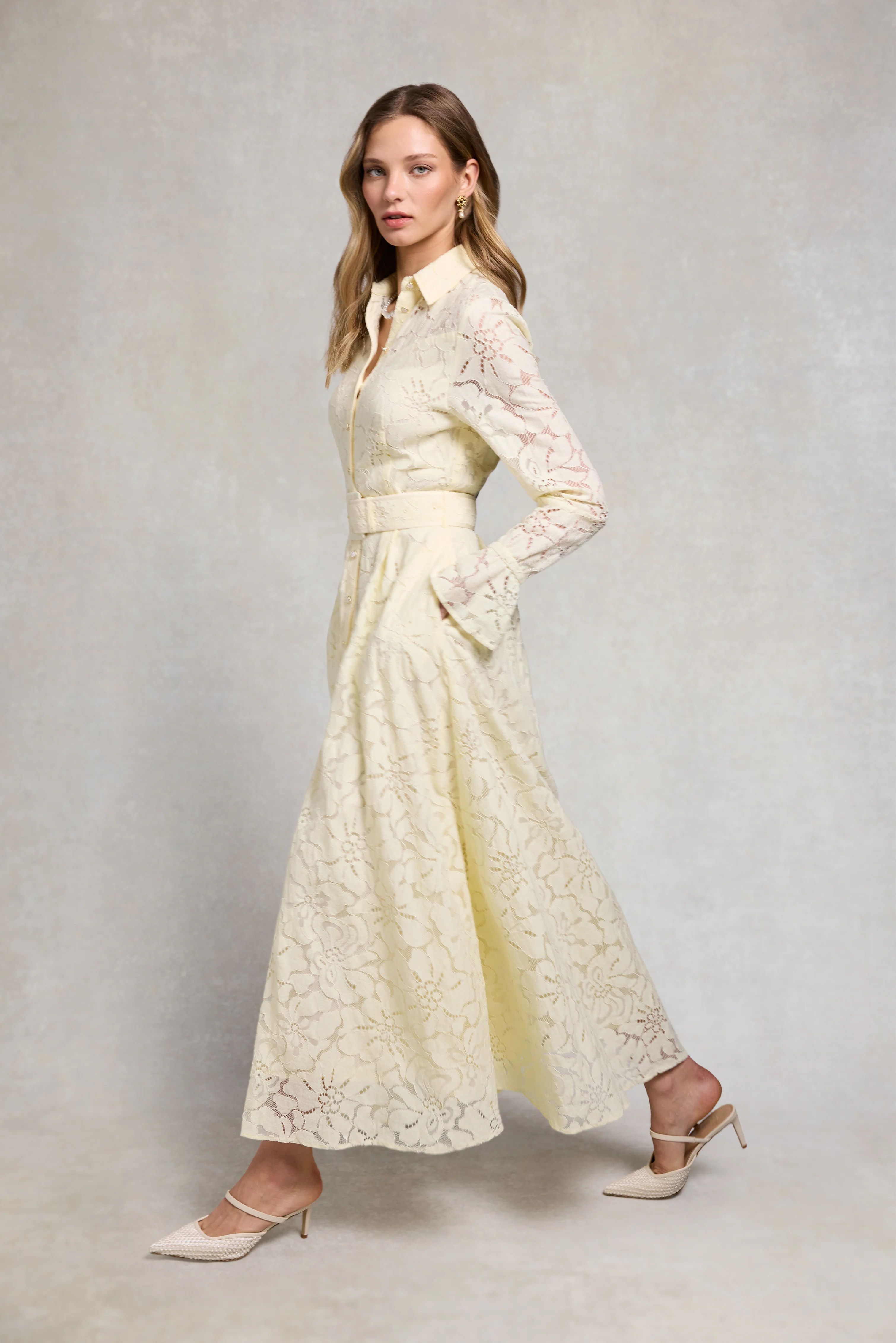 Annabel Lace Dress (Lemon) | Holland Cooper