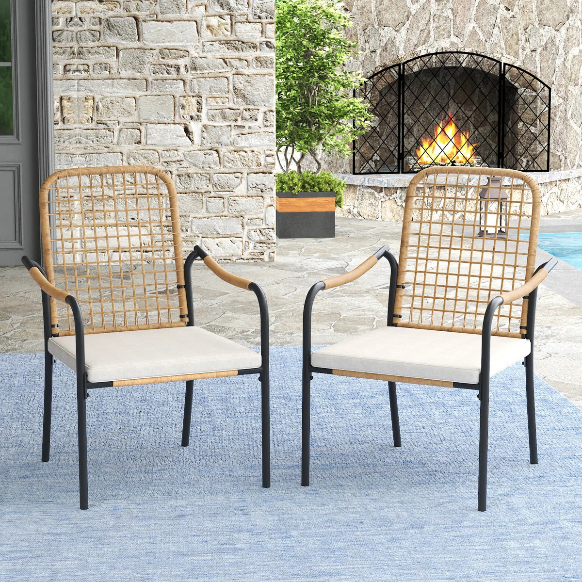 Patio Dining Chair With Cushion (Set of 2) | Wayfair North America