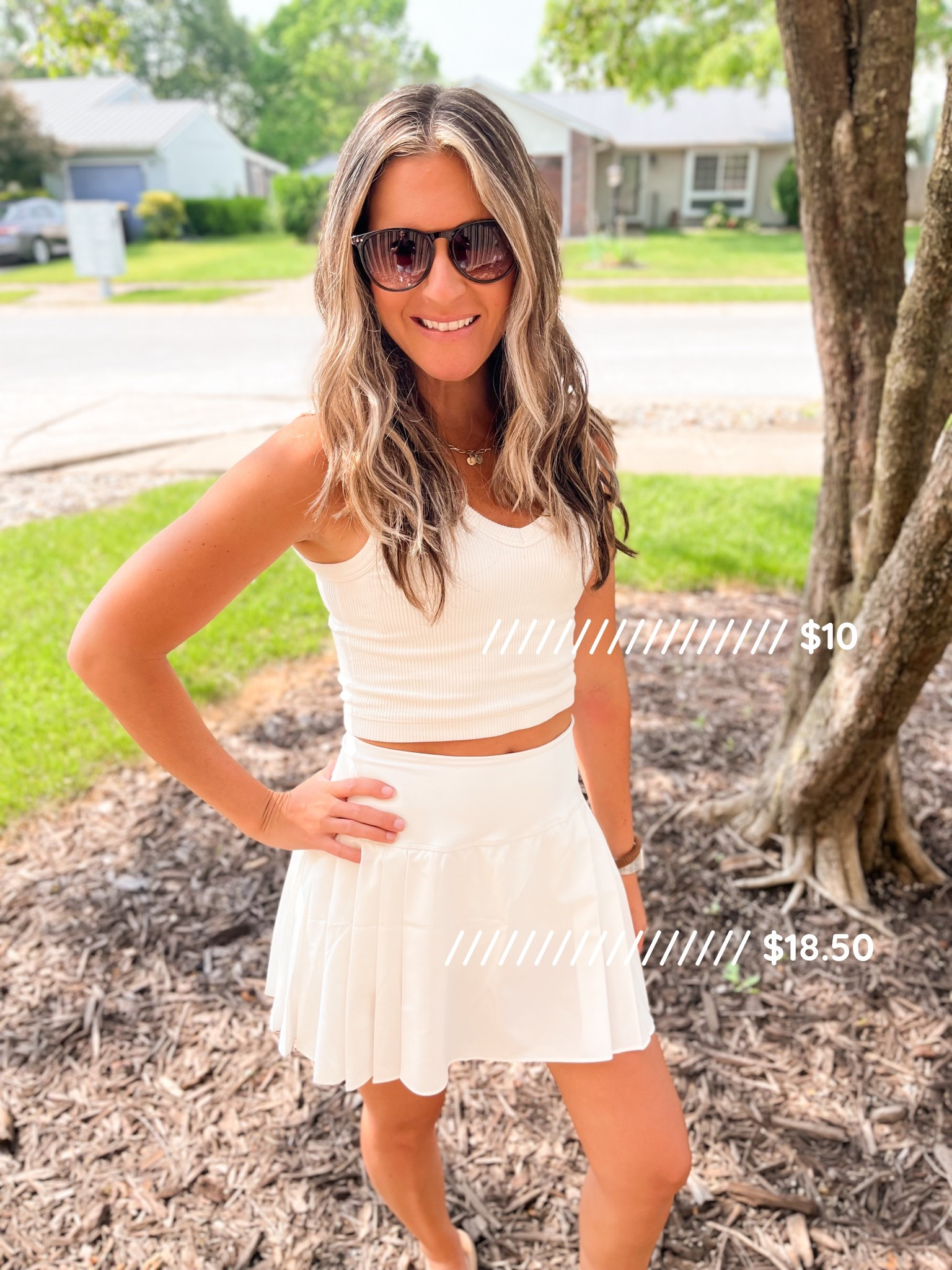 This tank is buttery soft and double lined! I need one in every color! | This active skirt has built in shorts with a pocket. This whole look is great for running around with the kids! Super affordable too!

TTS - Small top and bottom

Old navy, old navy active, casual mom outfit, tennis skirt, active skirt outfit, monochromatic, summer outfit, summer mom outfit, errands outfit, lululemon dupe, park outfit, mom outfit, athletic skirt, pleated skirt, tennis

#LTKSaleAlert #LTKActive #LTKFindsUnder50