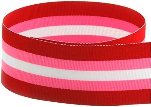 USA | American Made 7/8” Cinnamon Sweetie Valentine Striped Grosgrain Ribbon (Red, Pink, White ... | Amazon (US)