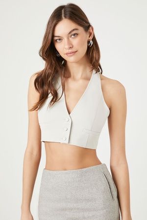 Notched Lapel Cropped Vest | Forever 21