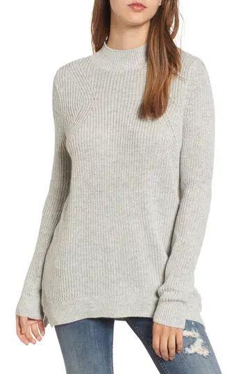 Women's Bp. Mock Neck Tunic Sweater, Size XX-Small - Grey | Nordstrom