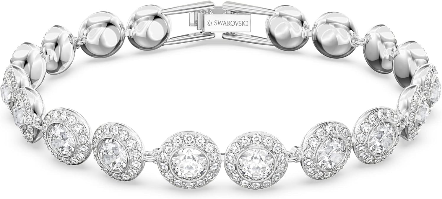 Swarovski Una Angelic Tennis Bracelet, Clear circle-cut Swarovski Crystals with Matching Crystal ... | Amazon (US)