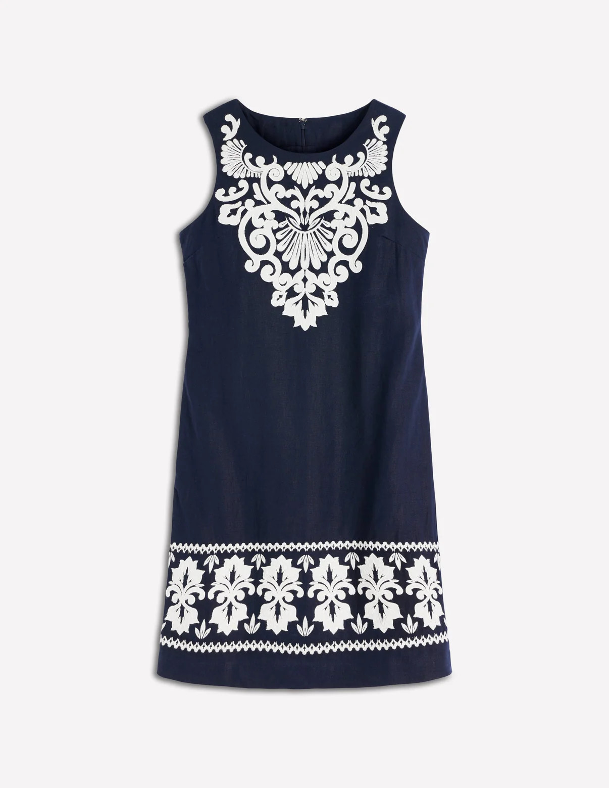 Linen Shift Dress-Navy Embrodiery | Boden (US)