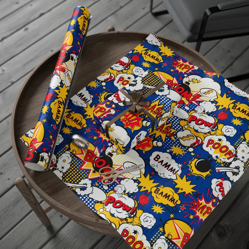 Adorable Comic Wrapping Papers for Kids Birthday, Superhero Theme Gift Wrap - Etsy | Etsy (Global)