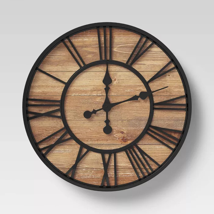 Roman 23" Wall Clock Black Bronze/Pine Finish - Threshold™ | Target