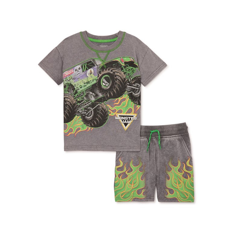 Monster Jam Toddler Boys Short Sleeve T-Shirt and Shorts Set, 2-Piece, Sizes 2T-5T | Walmart (US)