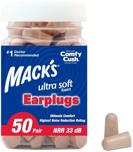 Mack's Ultra Soft Foam Earplugs, 50 Pair - 33dB Highest NRR, Comfortable Ear Plugs for Sleeping, ... | Amazon (US)