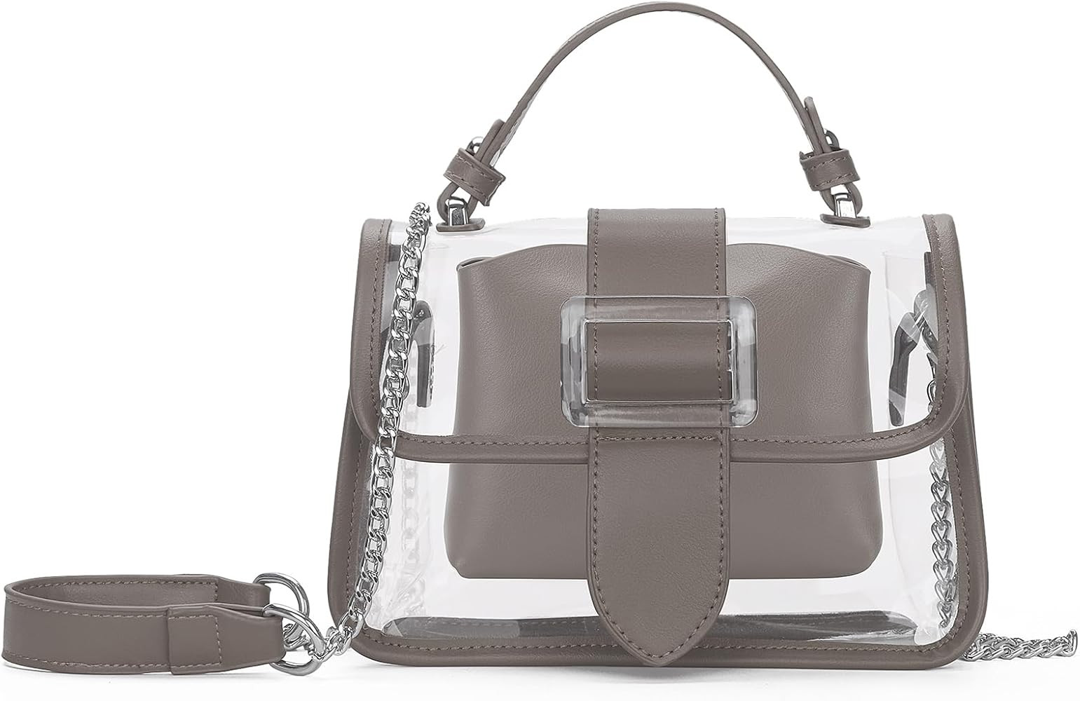 KOOIJNKO Clear Shoulder Bag Purse 2 in 1 Transparent Crossbody Bag Jelly Handbag | Amazon (US)