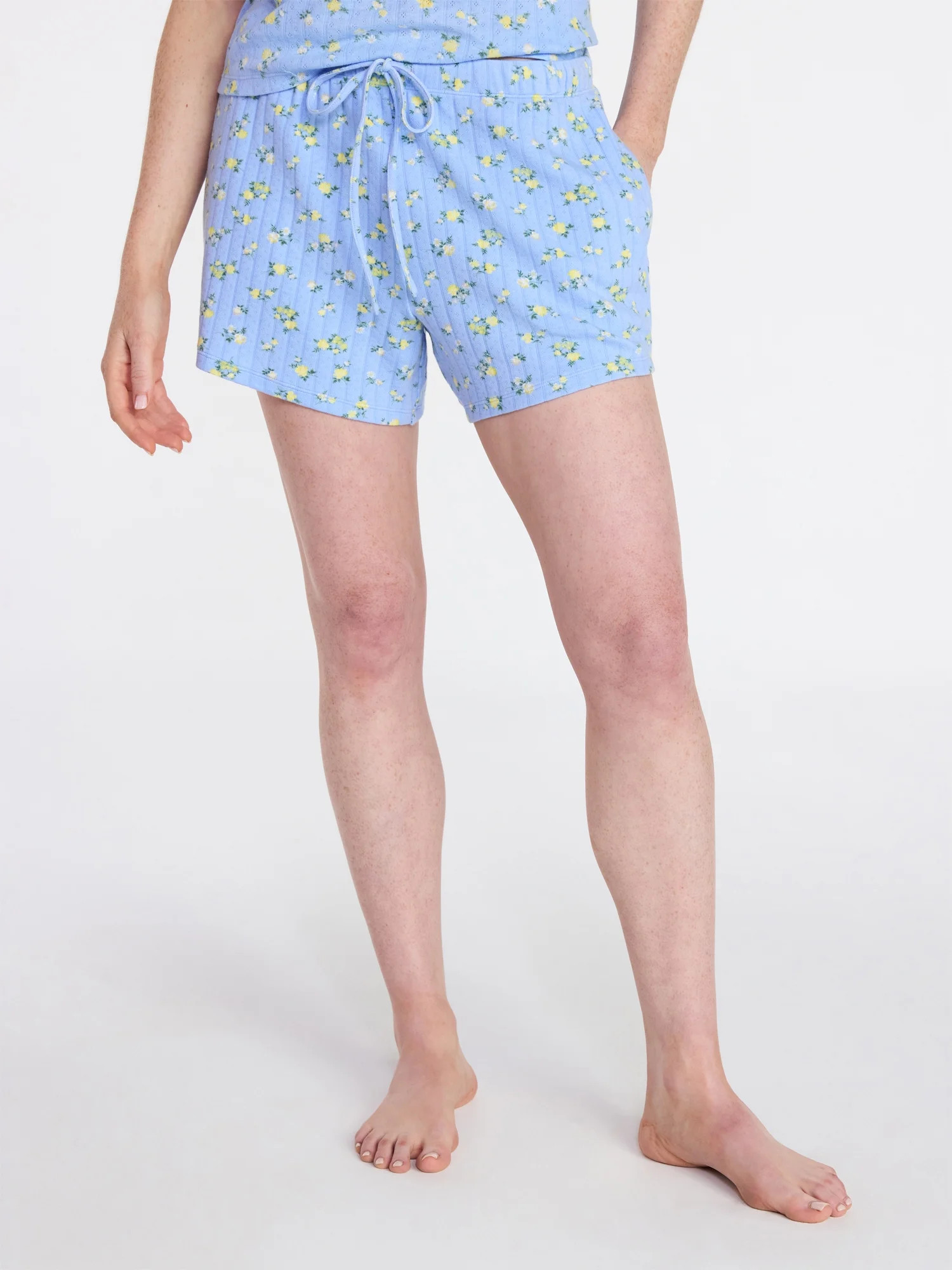 Joyspun Women’s Pointelle Knit Sleepwear Shorts, 4'' Inseam, Sizes XS-3X | Walmart (US)