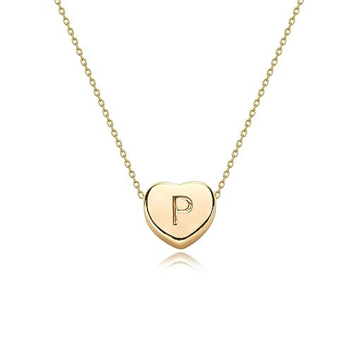 Tiny Gold Initial Heart Necklace-14K Gold Plated Handmade Dainty Personalized Letter Heart Choker Necklace For Women Necklace Jewelry | Amazon (US)