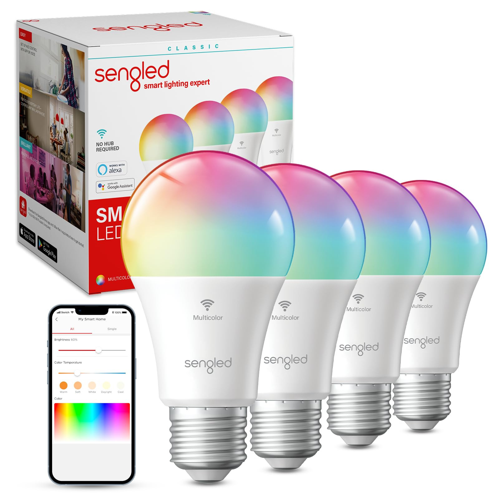 Sengled WiFi Color Changing Light Bulb, Alexa Smart Light Bulbs that Work with Alexa & Google Ass... | Amazon (US)