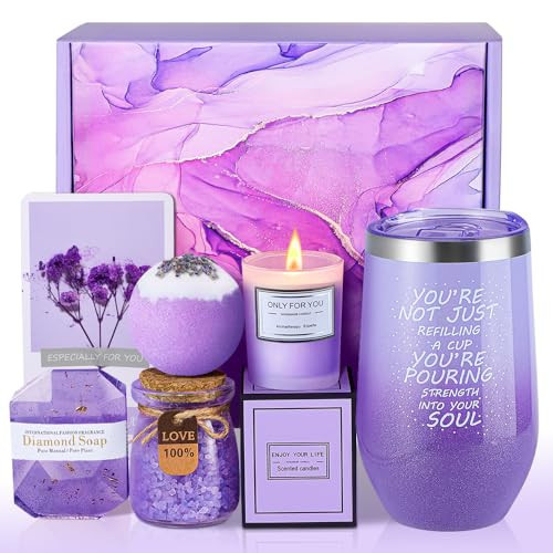 Gifts for Women - Christmas,Valentines Day,Birthday,Thanksgiving Day,Mothers Day Gifts - Unique Lavender Spa Basket Set Gift for Mom,Wife,Aunt,Daughter,Sister,Girlfriend,Her | Amazon (US)