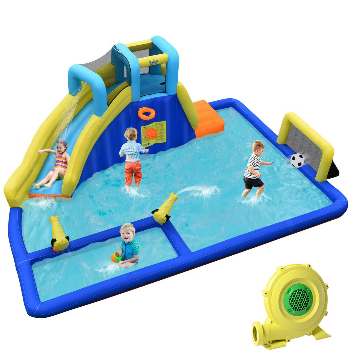 Costway Inflatable Water Slide Climbing Bounce House Splash Pool w/ 735W Blower | Target