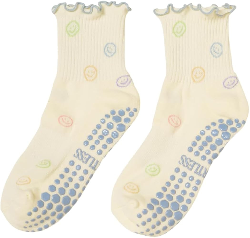 Shapes Studio Crew Half Calf Grip Socks, Cutest Fruits Pilates Socks, Ruffle socks, Non-Slip, Bar... | Amazon (US)
