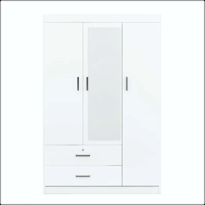 3-Door Mirror Wardrobe with Shelves and Lockable Drawer | Wayfair North America