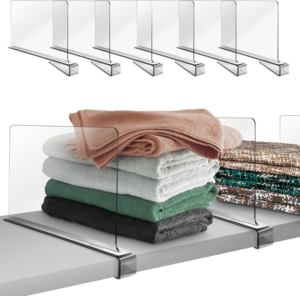 Hekmaden Acrylic Shelf Dividers for Closet Organization 6PCS，Clear Shelf Divider Fits Shelves o... | Amazon (US)