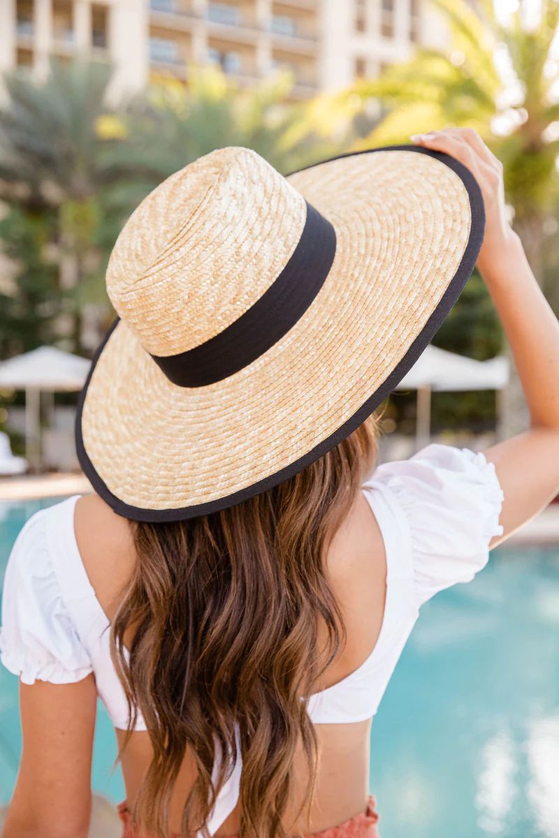 Sun Rays Black Band Straw Hat | The Pink Lily Boutique