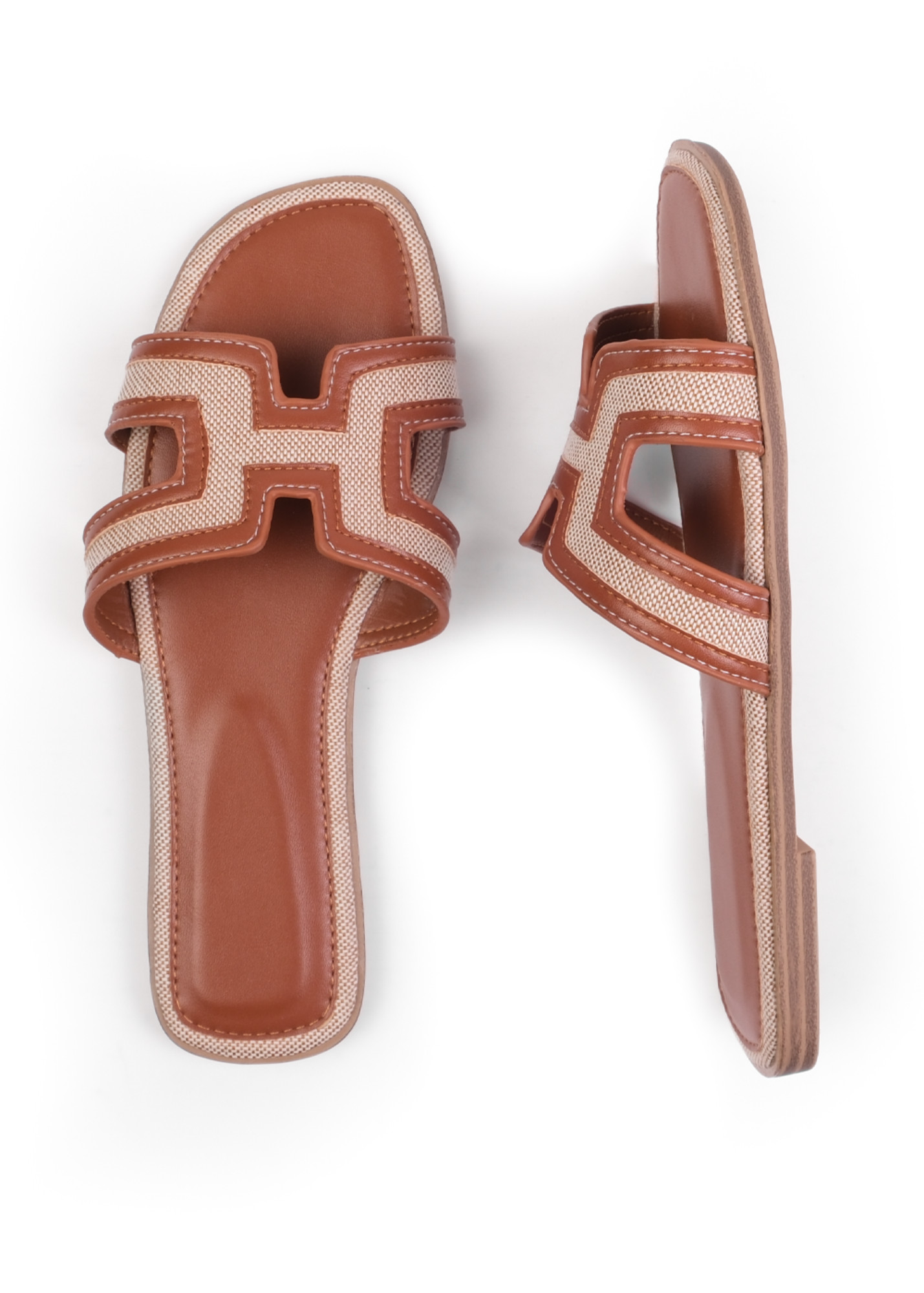 Where's That From Tan Surge Cut Out Strap Flat Sandals | Matalan (UK)