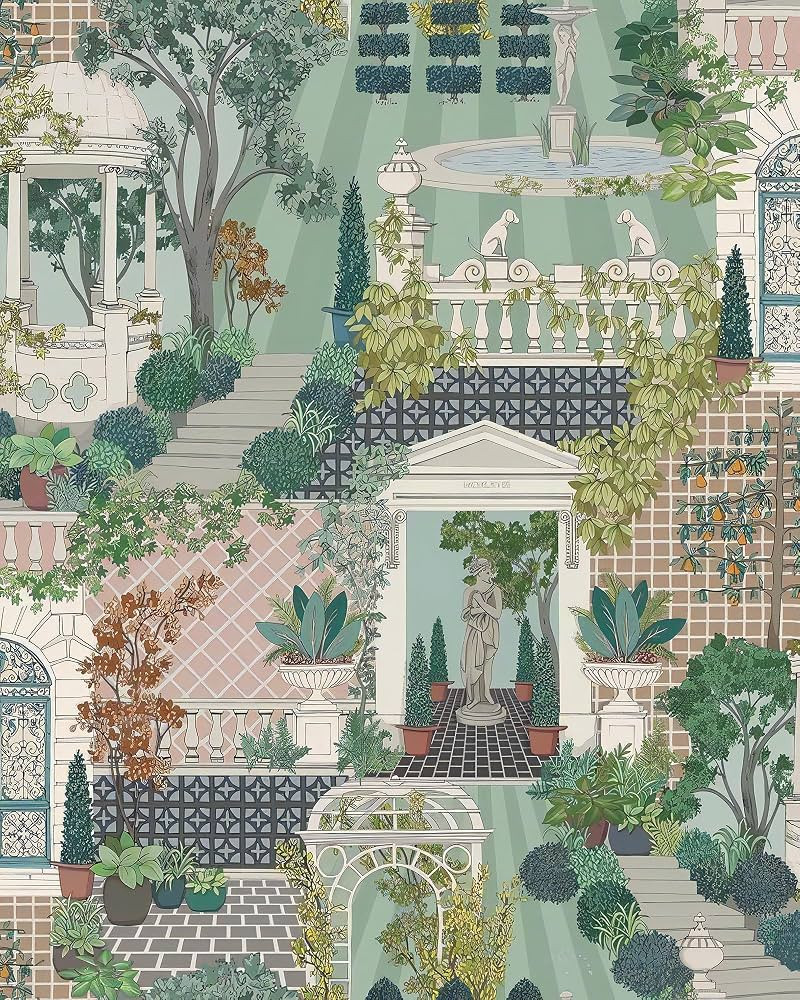 Green Peel and Stick Wallpaper Garden Contact Paper 16.9inch x 118.1inch Vintage Wallpaper Botani... | Amazon (US)