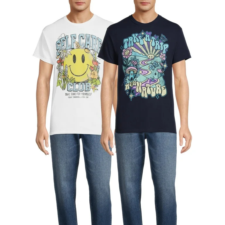 Humor Men's & Big Men's Self Care Club & Take a Trip With Nature Graphic Tees, 2-Pack - Walmart.c... | Walmart (US)