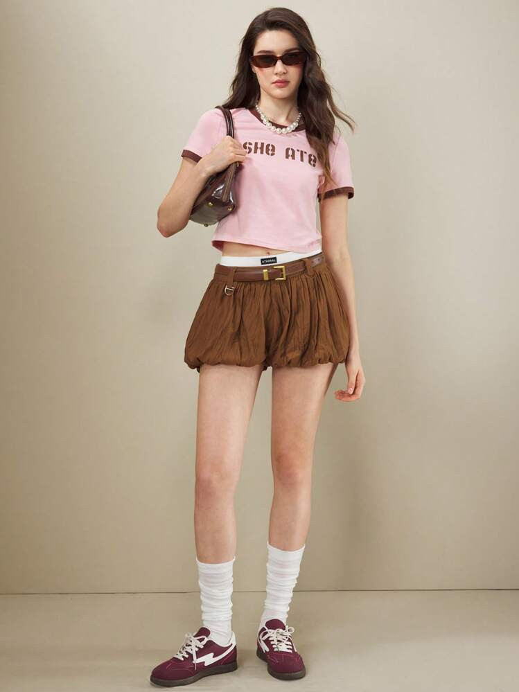 Muvela Women's Mini Skort With Pockets, Brown, Loose, Casual, Floral Blouson, Fashion Skorts For Warm Season Mini Skirts Women Skorts Shorts Skirt Fashion | SHEIN