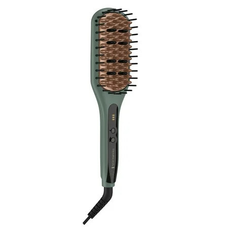 PR REMINGTON Botanicals™ 2-in-1 Straightening Brush for Women, Ceramic Bristles with Plant-Based Micro-Conditioners, Green | Walmart (US)