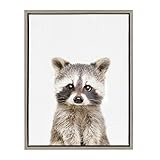 Amazon.com: Kate and Laurel Sylvie Baby Raccoon Animal Print Portrait Framed Canvas Wall Art by A... | Amazon (US)