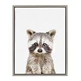 Amazon.com: Kate and Laurel Sylvie Baby Raccoon Animal Print Portrait Framed Canvas Wall Art by A... | Amazon (US)