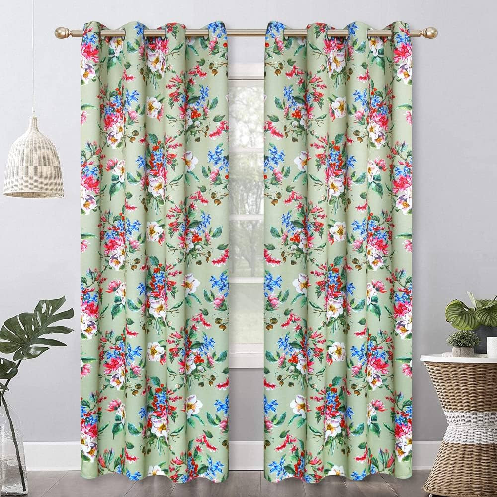Blackout Grommet Top Curtains Blooming Floral Farmhouse Curtains Drapes for Bedroom, Living Room,... | Amazon (US)