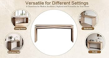 65-Inch Rustic Solid Wood Veneer Long Console Table, Farmhouse Entryway Sofa Side Table for Livin... | Amazon (US)