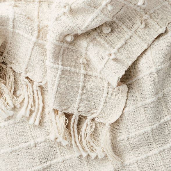 Woven Cotton Textured Loop Throw Blanket Cream - Threshold™ designed with Studio McGee | Target