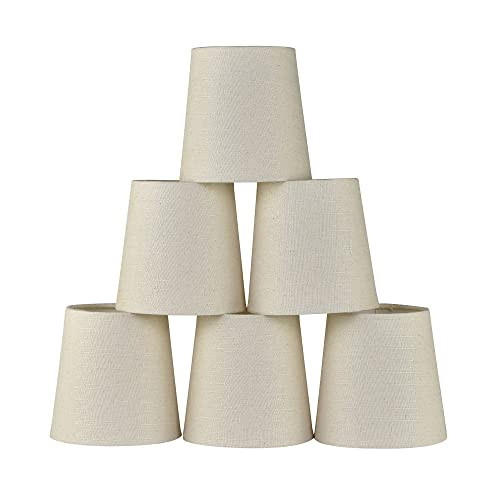LAMPWELL VALO Clip-on Chandelier Fabric Lamp Shades,Set of 6,Small Barrel,5.2"×4"×H5.2",Linen, Handmade,Traditional Decorative,ONLY FOR CANDLE BULB,Beige | Amazon (US)