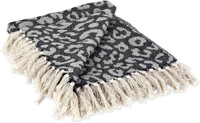 DII Bold Eclectic Leopard Woven Throw, 50x60, Black | Amazon (US)