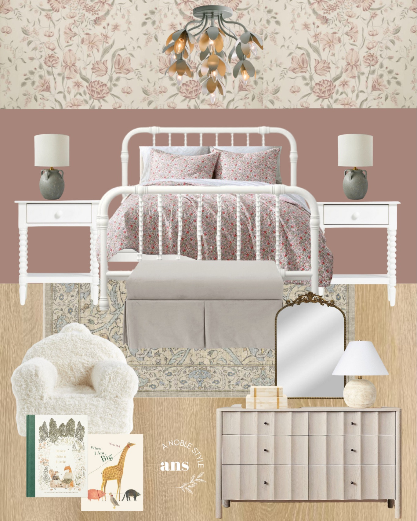 Neutral modern little girls room, Modern transitional girls bedroom mood board, pink bedroom, big girls room, kids bedroom idea, teen girls, girls room decor, floral wallpaper, toddler room, reading nook #girlsbedroom

#LTKStyleTip #LTKHome #LTKKids