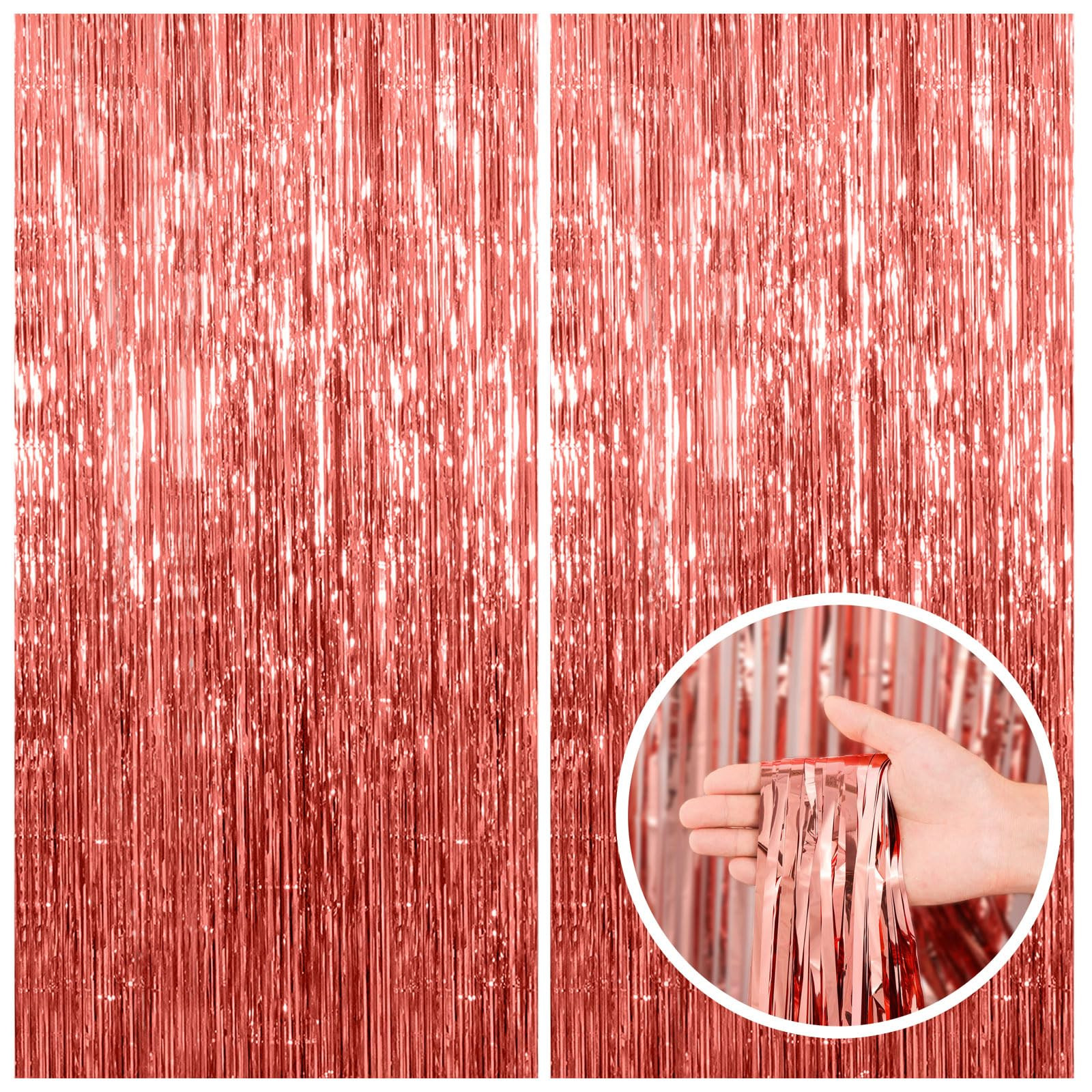 2 Pack Rose Gold Fringe Curtain Backdrop Birthday Bachelorette Party Decorations Metallic Tinsel ... | Amazon (US)