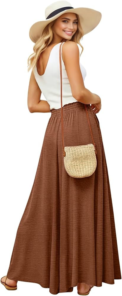 YESNO Women Wide Leg Palazzo Pants Summer Flowy Floral Casual Culottes High Waisted Lounge Beach ... | Amazon (US)
