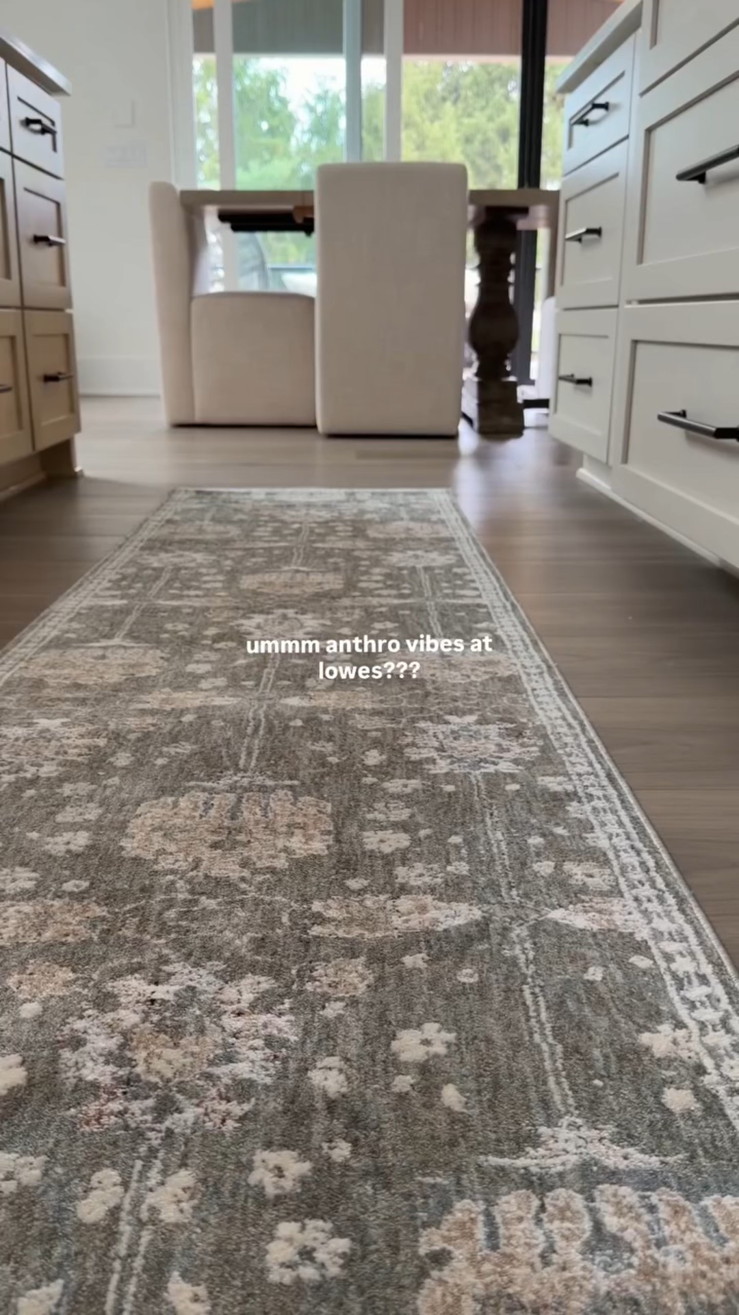 tap follow and comment a 🤍 for the rug and the BEST rug tape links 🔗 

this is a 2x10 rug, it has good pile and it is SO pretty! @loweshomeimprovement has been widening their home decor and rug section and i am sooo impressed! comment a 🤍 for direct links to my fave new rugs and decor at lowes! ✨

#anthrovibes #lowespartner #loweshomeimprovement #lowesfind #kitchendecor