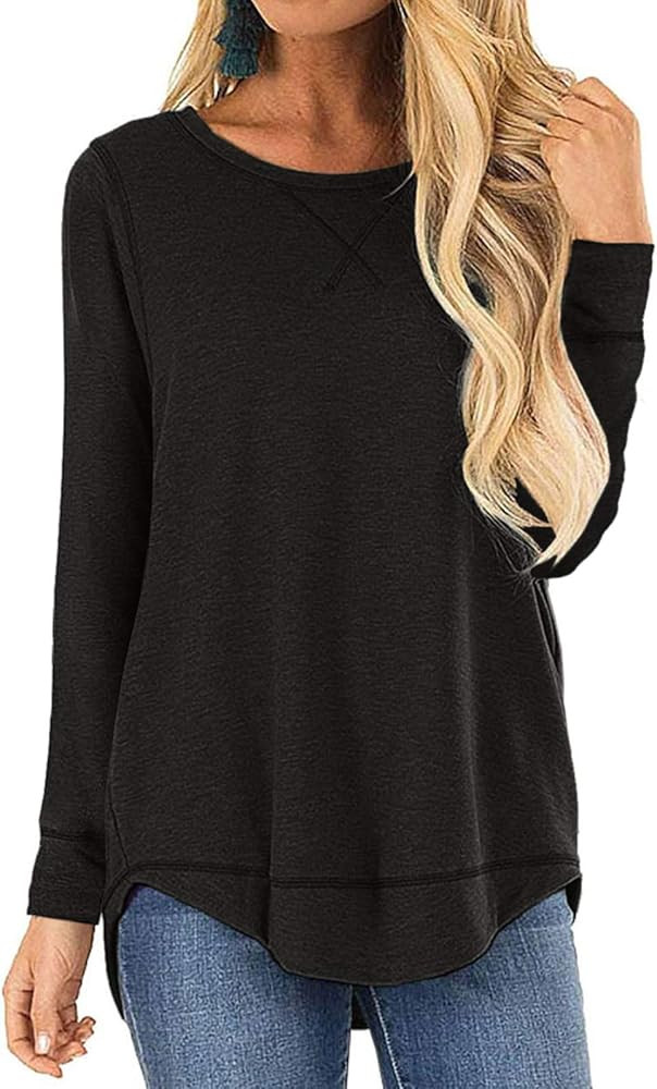 TEMOFON Women's Tops Long Sleeve Crew Neck Top Casual Loose Soft Blouse Tunic T-Shirts S-2XL | Amazon (US)