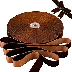 Brown Velvet Ribbon, 1 Inch X 30Yds Single Face Velvet Ribbon for Gift Wrapping, Christmas Wrappi... | Amazon (US)