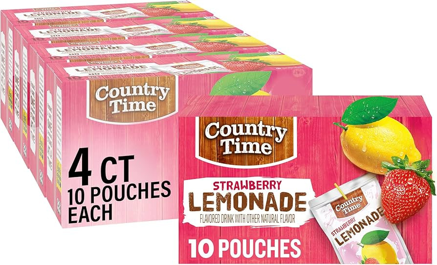Country Time Strawberry Lemonade Ready to Drink Flavored Drink Pouches, 40 ct Pack, 4 Boxes of 10... | Amazon (US)