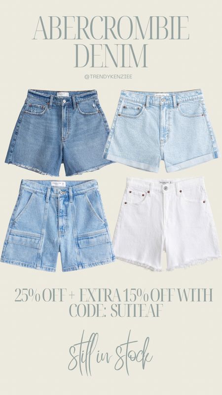 Abercrombie shorts still in stock & on sale! 25% off + get another 15% with code SUITEAF 

Mom shorts / dad shorts / mom summer shorts 

#LTKFindsUnder50 #LTKFindsUnder100