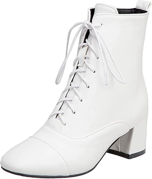 MJIASIAWA Damen Winter Warm Leisure Blockabsatz Mode Biker Stiefeletten | Amazon (DE)