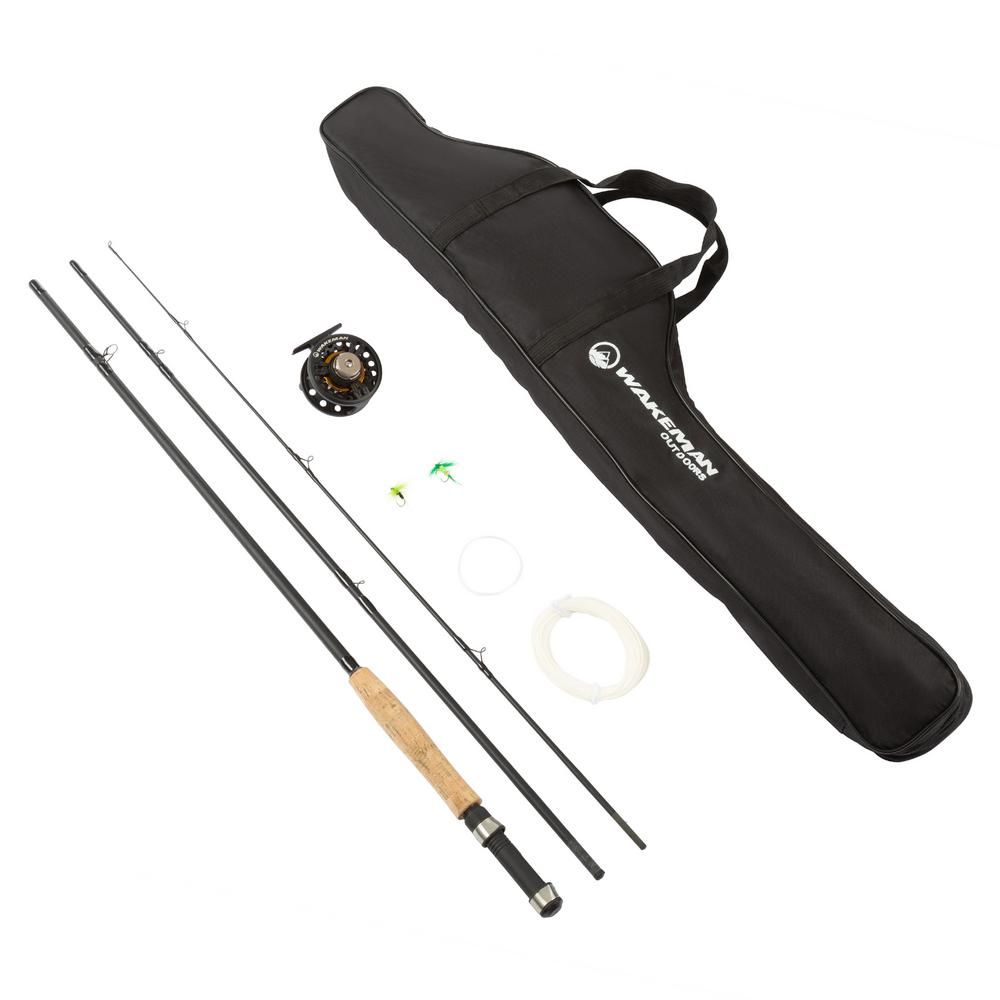 Wakeman Outdoors Collapsible 97 in. Fiberglass Fly Fishing Rod and Reel Combo (3-Piece) | The Home Depot