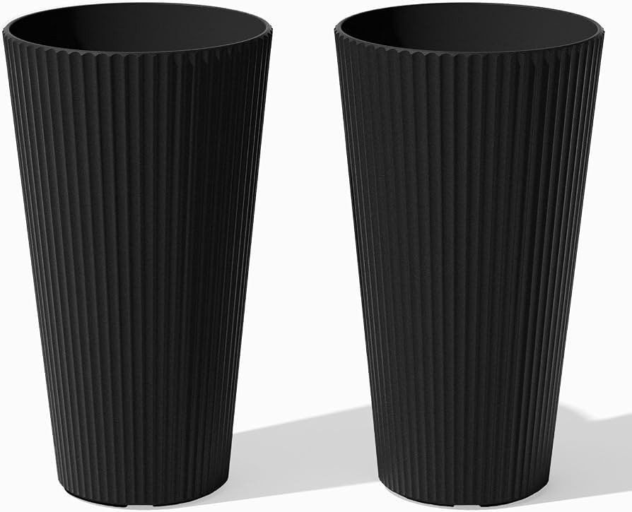 Veradek Demi Series Tall Planter - Tall Tapered Outdoor Planter with Shelf     Made From a Durabl... | Amazon (US)