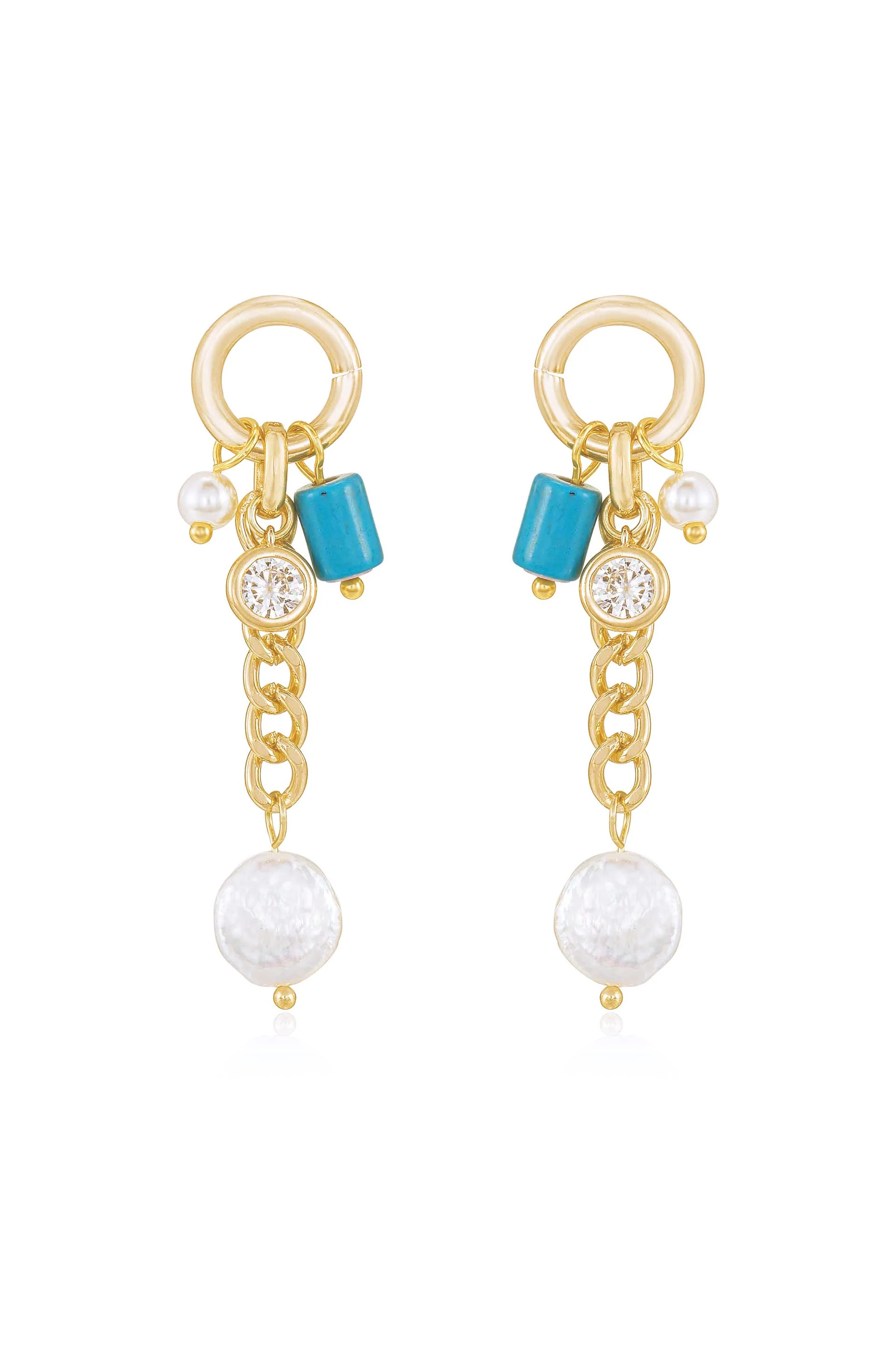 Pearl and Charm Dangle Earrings | Ettika