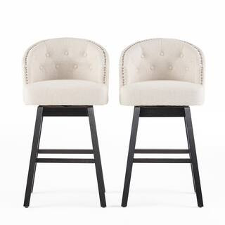 Ogden 41.5 in. Beige Swivel Cushioned Bar stool (Set of 2) | The Home Depot
