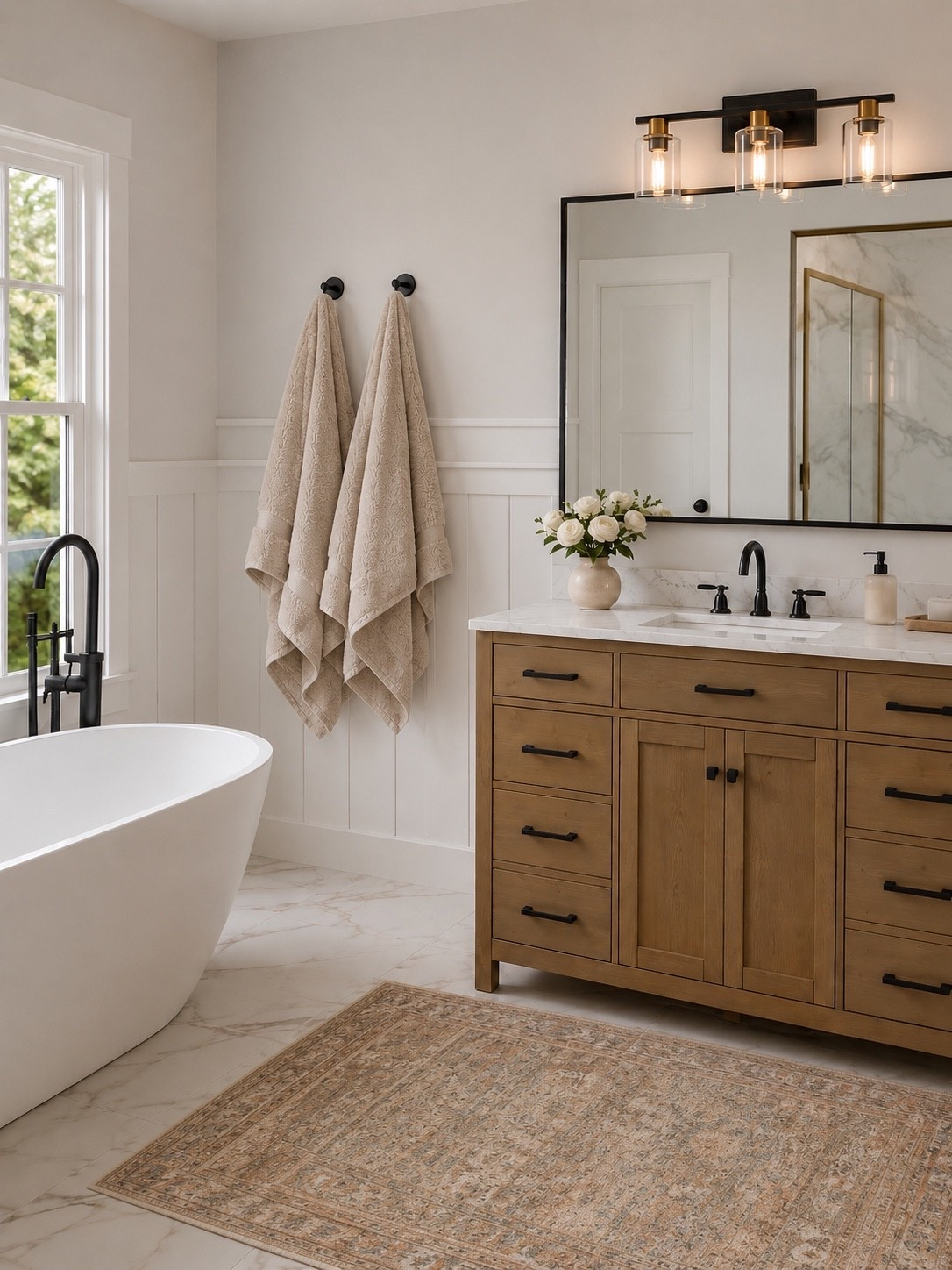 Wayfair Bathroom Refresh

This bathroom design is the perfect mix of warm modern farmhouse and timeless elegance 🤍 The natural wood vanity, soft neutral tones, black accents, and cozy textures create such a calm and elevated spa-like space at home.

Follow @farmtotablecreations on Instagram for more cozy home finds and trending decor.

Everything linked on my LTK 🛁

#LTKHome #WayfairFinds #BathroomDecor #ModernFarmhouse #NeutralHome #BathroomInspo #HomeDecorIdeas #CozyHome #BathroomStyling #SpaBathroom #NeutralDecor #InteriorInspo #HomeStyling #WarmAndCozy #LTKStyle

#LTKSaleAlert #LTKHome